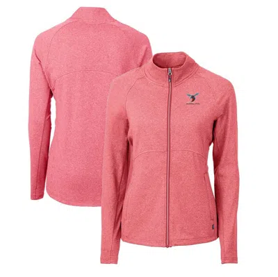 Cutter & Buck Heather Red Delaware State Hornets Adapt Eco Knit Heather Recycled Full-zip Jacket