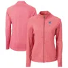 CUTTER & BUCK CUTTER & BUCK HEATHER RED NEW YORK METS ADAPT ECO KNIT HEATHER RECYCLED FULL-ZIP TOP