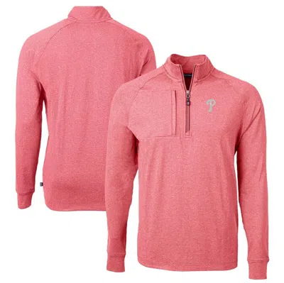 Cutter & Buck Heather Red Philadelphia Phillies Adapt Eco Knit Stretch Recycled Quarter-zip Pullover