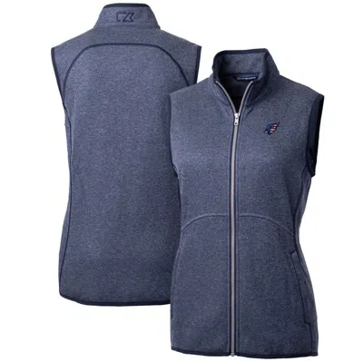 Cutter & Buck Heathered Navy Arizona Cardinals Mainsail Basic Sweater Knit Fleece Full-zip Vest In Blue