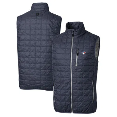 Cutter & Buck Heathered Navy Toronto Blue Jays Big & Tall Rainier Full-zip Puffer Vest In Heather Navy