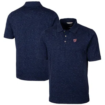 Cutter & Buck Heathered Navy Washington Nationals Advantage Space Dye Tri-blend Polo In Blue