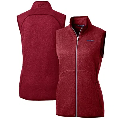 Cutter & Buck Heathered Scarlet San Francisco 49ers Mainsail Basic Sweater Knit Fleece Full-zip Vest In Heather Red