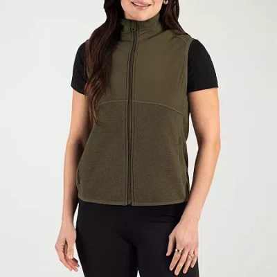 Cutter & Buck High Neck Fleece Vest In Green