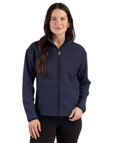 Cutter & Buck Hunts Point Recycled Fleece Womens Hybrid Full Zip Jacket In Blue