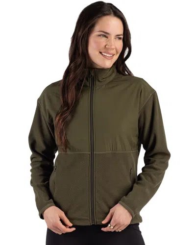 Cutter & Buck Hunts Point Recycled Fleece Womens Hybrid Full Zip Jacket In Green