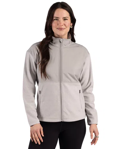 Cutter & Buck Hunts Point Recycled Fleece Womens Hybrid Full Zip Jacket In Neutral