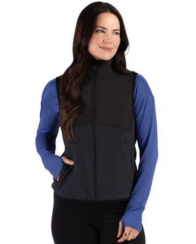 Cutter & Buck Hunts Point Recycled Fleece Womens Hybrid Full Zip Vest In Black