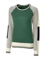 Cutter & Buck Ladies' Stride Colorblock Sweater In Green