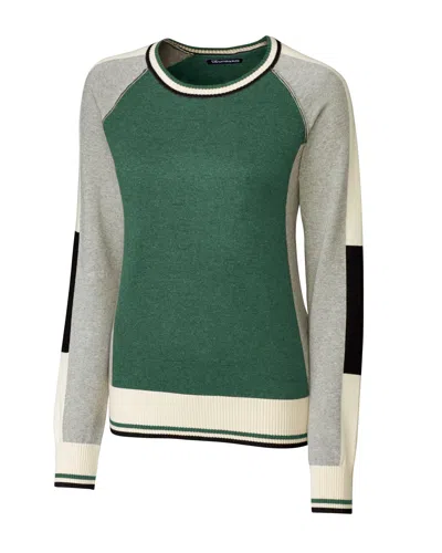 Cutter & Buck Ladies' Stride Colorblock Sweater In Green