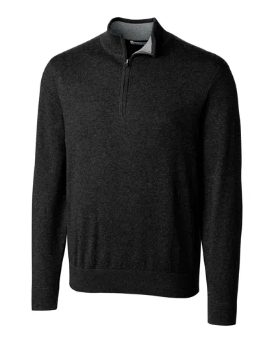 Cutter & Buck Lakemont Tri-blend Mens Quarter Zip Pullover Sweater In Black