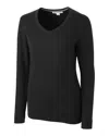 Cutter & Buck Lakemont Tri-blend Womens V-neck Pullover Sweater In Black