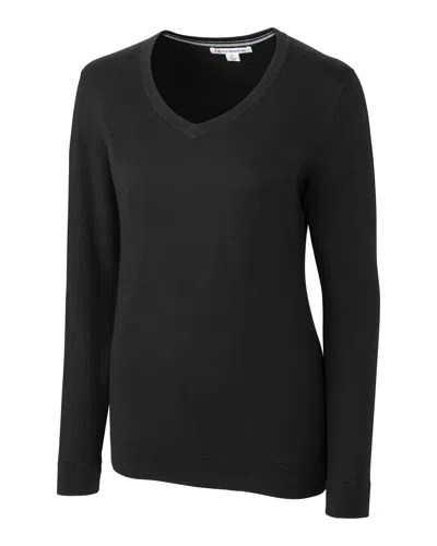 Cutter & Buck Lakemont Tri-blend Womens V-neck Pullover Sweater In Black