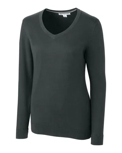 Cutter & Buck Lakemont Tri-blend Womens V-neck Pullover Sweater In Grey