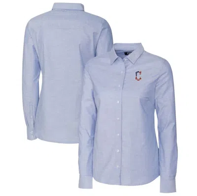 Cutter & Buck Light Blue Cleveland Guardians Americana Logo Oxford Stretch Long Sleeve Button-up Shi