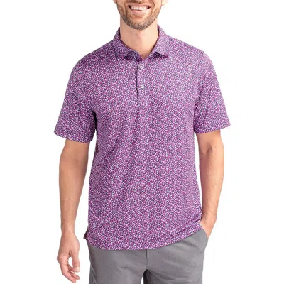 Cutter & Buck Magnolia Scatter Print Performance Polo In Gelato/navy Blue