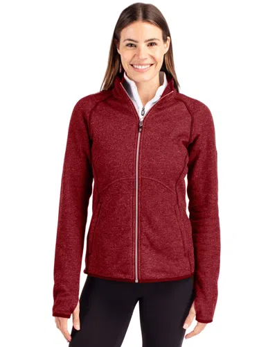 Cutter & Buck Mainsail Sweater-knit Womens Full Zip Jacket In Red
