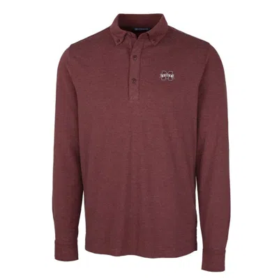 Cutter & Buck Maroon Mississippi State Bulldogs Advantage Long Sleeve Polo