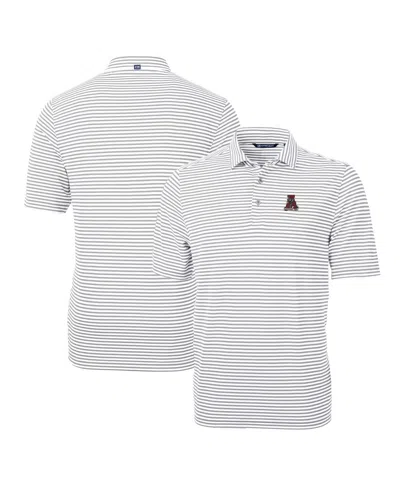 Cutter & Buck Men's Alabama Crimson Tide Throwback Logo Virtue Eco Pique Stripe Polo In Gray