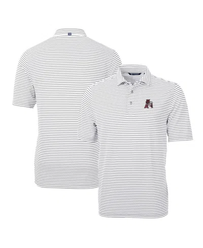 Cutter & Buck Men's Arkansas Razorbacks Throwback Logo Virtue Eco Pique Stripe Polo In Gray