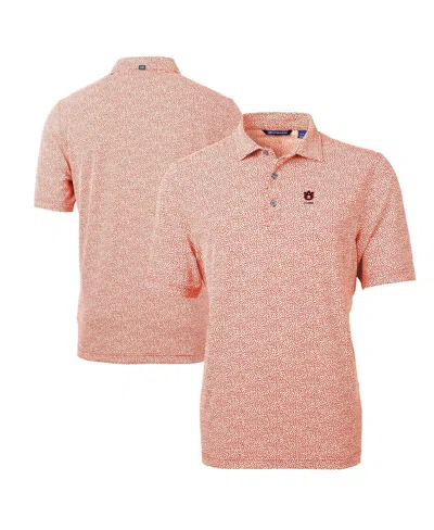 Cutter & Buck Men's Auburn Tigers Alumni Logo Drytec Virtue Eco Pique Botanical Print Polo In Orange