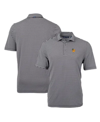 Cutter & Buck Men's Baylor Bears Throwback Logo Virtue Eco Pique Stripe Polo In Black