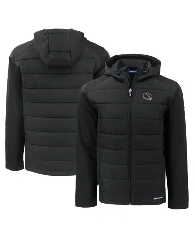 Cutter & Buck Men's Black Baltimore Ravens Helmet Evoke Hybrid Eco Softshell Full-zip Hoodie Jacket