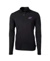 Cutter & Buck Men's Black Buffalo Bills Virtue Eco Pique Quarter-zip Pullover Jacket In Black