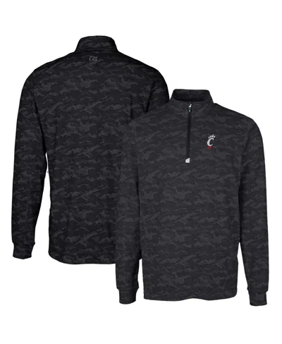 Cutter & Buck Men's Black Cincinnati Bearcats Traverse Camo Print Stretch Quarter-zip Pullover Top