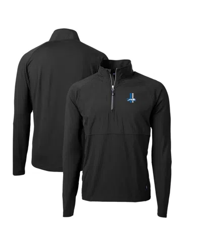 Cutter & Buck Men's Black Detroit Lions Adapt Eco Knit Hybrid Quarter-zip Throwback Pullover Sweatshirt
