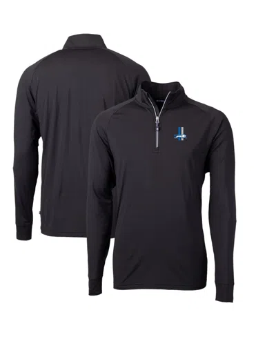 Cutter & Buck Men's Black Detroit Lions Adapt Eco Knit Stretch Quarter-zip Throwback Pullover Sweatshirt