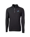 Cutter & Buck Men's Black Detroit Lions Big Tall Adapt Knit Quarter-zip Pullover Jacket In Black