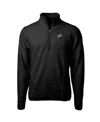 Cutter & Buck Men's Black Detroit Lions Adapt Eco Knit Quarter-zip Pullover Jacket In Black