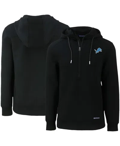 Cutter & Buck Men's Black Detroit Lions Primary Mark Roam Half-zip Pullover Hoodie