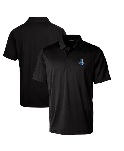 Cutter & Buck Men's Black Detroit Lions Throwback Logo Prospect Textured Stretch Polo
