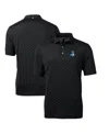 Cutter & Buck Men's Black Detroit Lions Throwback Logo Virtue Eco Pique Tile Polo In Black