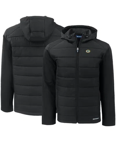 Cutter & Buck Men's Black Green Bay Packers Evoke Primaloft Hybrid Eco Softshell Full-zip Hooded Jacket