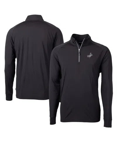 Cutter & Buck Men's Black Los Angeles Dodgers Big & Tall Adapt Eco Drytec Raglan Quarter-zip Jacket