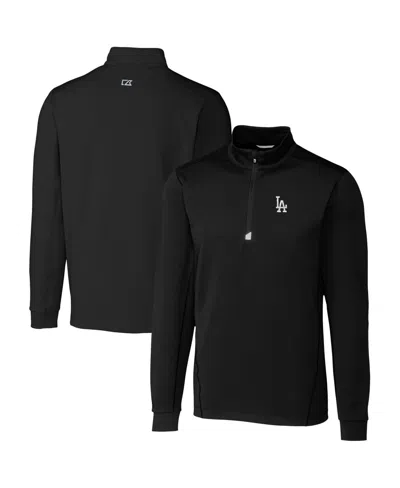 Cutter & Buck Men's Black Los Angeles Dodgers Big & Tall Traverse Stretch Quarter-zip Pullover Sweatshirt