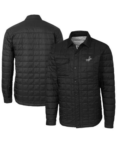 Cutter & Buck Men's Black Los Angeles Dodgers Rainier Primaloft Eco Insulated Quilted Full-zip Shirt Jacket