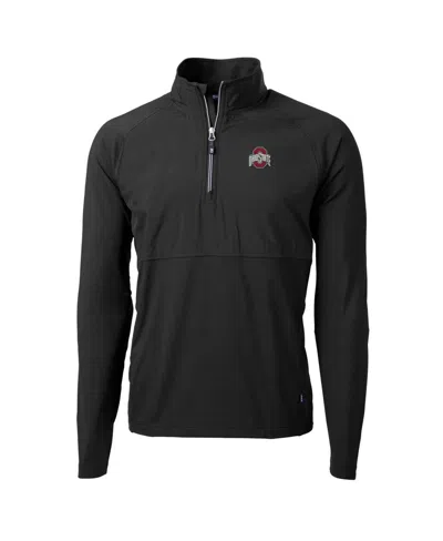 Cutter & Buck Men's Black Ohio State Buckeyes Adapt Knit Hybrid Quarter-zip Pullover Top