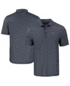 Cutter & Buck Men's Black Ohio State Buckeyes Pike Eco Pebble Print Stretch Polo In Black,white