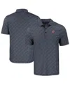 Cutter & Buck Men's Black Oklahoma State Cowboys Pike Eco Pebble Print Stretch Polo In Black,white