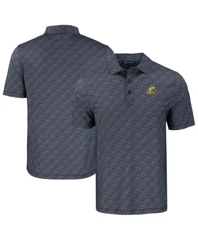 Cutter & Buck Men's Black Oregon Ducks Pike Eco Pebble Print Stretch Polo In Black,white