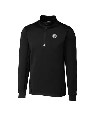 Cutter & Buck Men's Black Pittsburgh Steelers Big Tall Traverse Half-zip Pullover Jacket