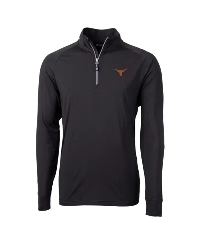 Cutter & Buck Men's Black Texas Longhorns Adapt Knit Quarter-zip Pullover Jacket