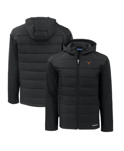 Cutter & Buck Men's Black Texas Longhorns Evoke Hybrid Eco Softshell Full-zip Hoodie Jacket