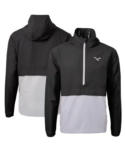 Cutter & Buck Men's Black/silver Philadelphia Eagles Charter Eco Knit Anorak Half-zip Jacket