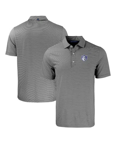Cutter & Buck Men's Black/white Saint Louis Billikens Forge Eco Double Stripe Stretch Polo In Black,white