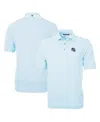 Cutter & Buck Men's Blue Carolina Panthers Helmet Virtue Eco Pique Stripe Polo In Blue